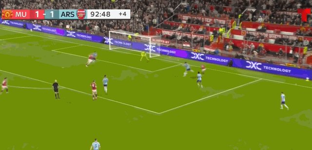 【英超】曼联1比1阿森纳，B费任意球破门，赖斯扳平